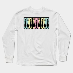 Mid Century Pastel Cats Long Sleeve T-Shirt